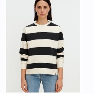 Zara Striped Black and Cream Sweatshirt, SZ 9 Or SMALL